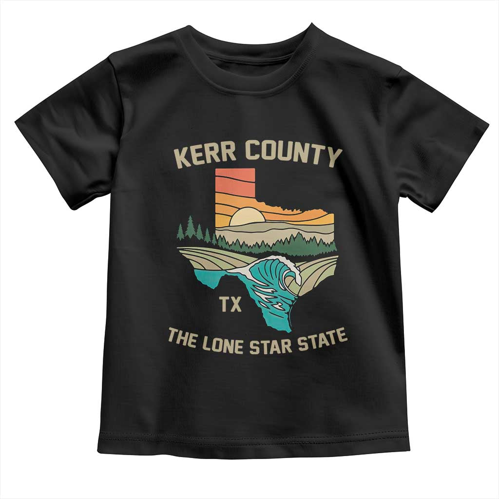 Kerr County Texas Toddler T Shirt Retro Hill Country Nature Scene Outdoors TS02 Black Print Your Wear