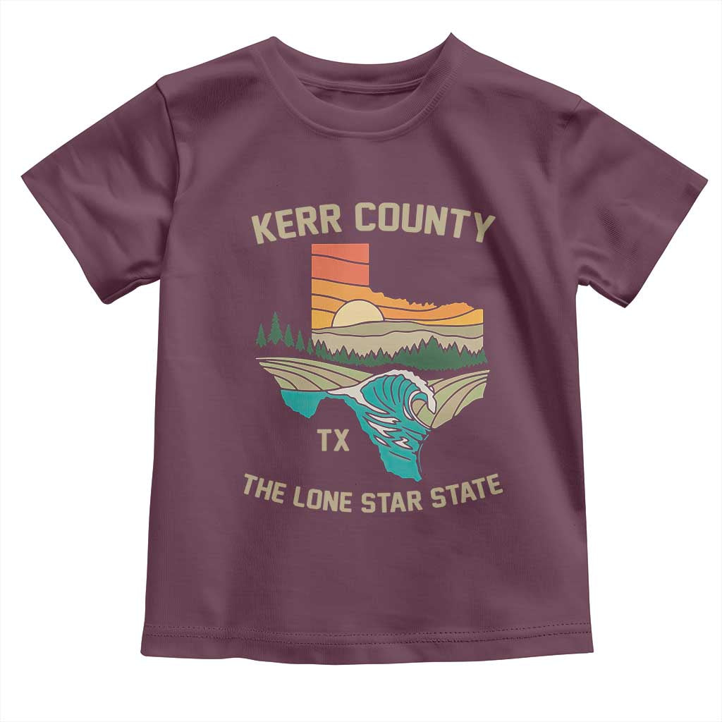 Kerr County Texas Toddler T Shirt Retro Hill Country Nature Scene Outdoors TS02 Maroon Print Your Wear