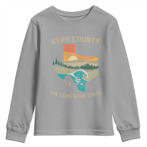 Kerr County Texas Youth Sweatshirt Retro Hill Country Nature Scene Outdoors TS02 Sport Gray Print Your Wear
