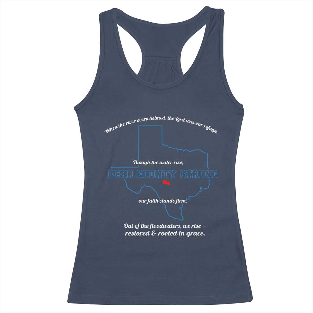 Kerr County Strong Christian Racerback Tank Top Texas Faith Hope Resilient Texans TS02 Navy Print Your Wear