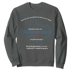 Kerr County Strong Christian Sweatshirt Texas Faith Hope Resilient Texans TS02 Dark Heather Print Your Wear