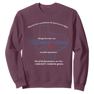 Kerr County Strong Christian Sweatshirt Texas Faith Hope Resilient Texans TS02 Maroon Print Your Wear