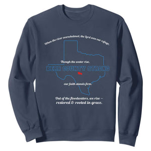 Kerr County Strong Christian Sweatshirt Texas Faith Hope Resilient Texans TS02 Navy Print Your Wear