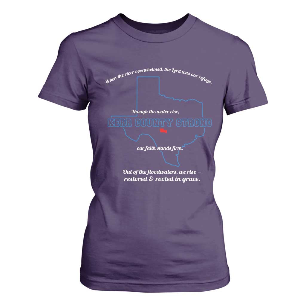 Kerr County Strong Christian T Shirt For Women Texas Faith Hope Resilient Texans TS02 Purple Print Your Wear