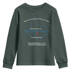 Kerr County Strong Christian Youth Sweatshirt Texas Faith Hope Resilient Texans TS02 Dark Forest Green Print Your Wear