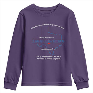 Kerr County Strong Christian Youth Sweatshirt Texas Faith Hope Resilient Texans TS02 Purple Print Your Wear