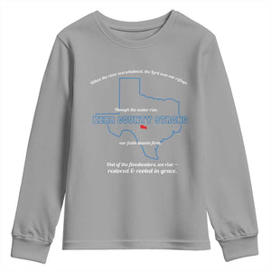 Kerr County Strong Christian Youth Sweatshirt Texas Faith Hope Resilient Texans TS02 Sport Gray Print Your Wear