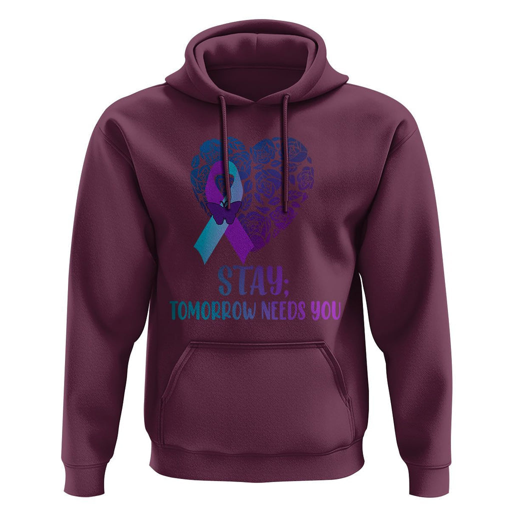 Suicide Prevention Awareness Hoodie Stay Mental Health Suicide Prevention Support Semicolon TS02 Maroon Print Your Wear