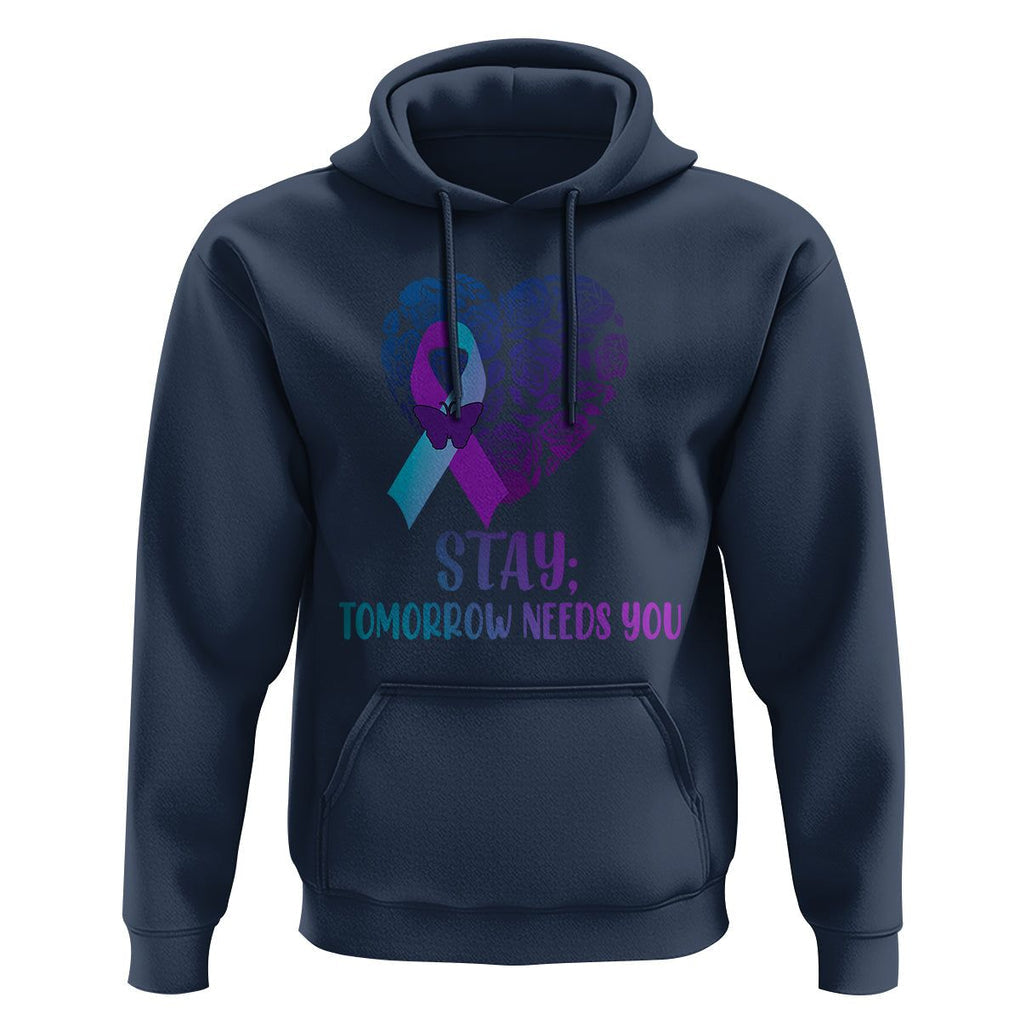 Suicide Prevention Awareness Hoodie Stay Mental Health Suicide Prevention Support Semicolon TS02 Navy Print Your Wear