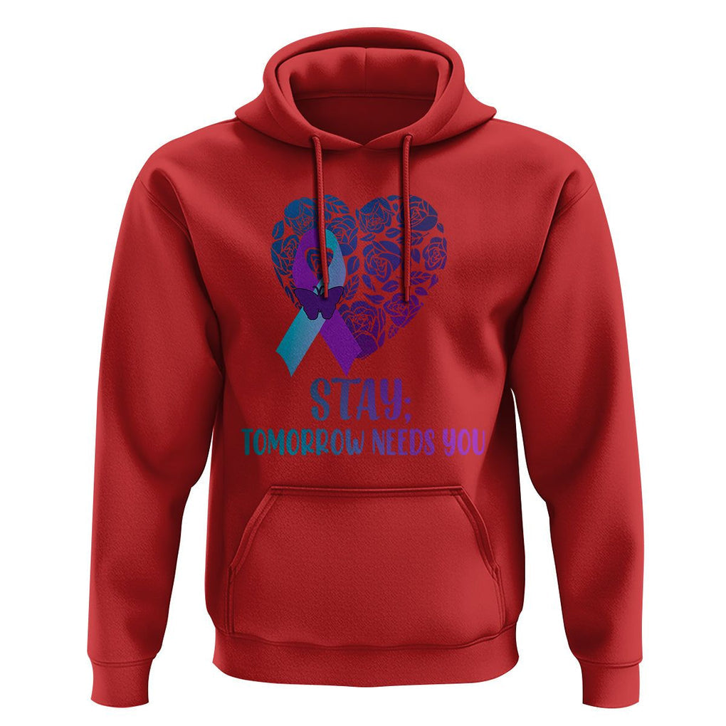 Suicide Prevention Awareness Hoodie Stay Mental Health Suicide Prevention Support Semicolon TS02 Red Print Your Wear