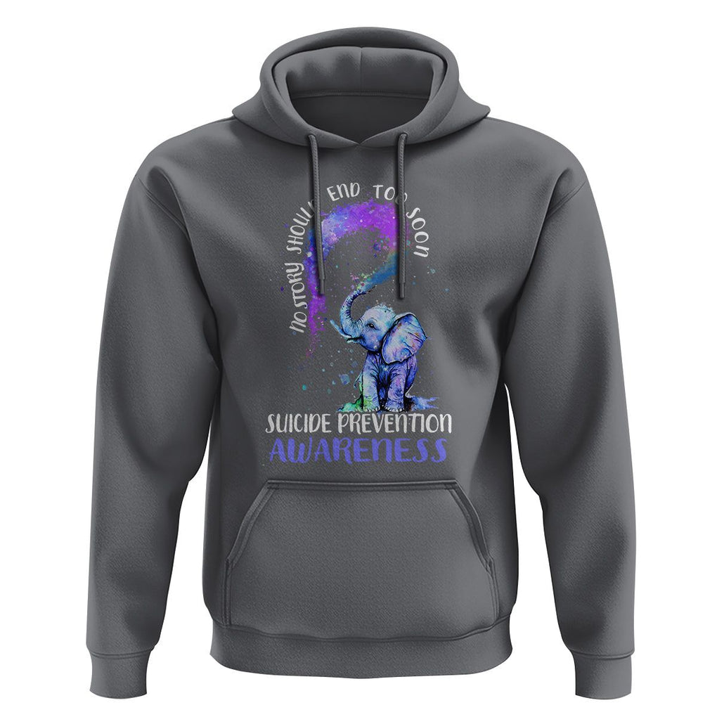 Suicide Prevention Awareness Hoodie No Story Should End Teal Purple Ribbon Suicide Prevention TS02 Charcoal Print Your Wear