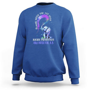 Suicide Prevention Awareness Sweatshirt No Story Should End Teal Purple Ribbon Suicide Prevention TS02 Royal Blue Print Your Wear