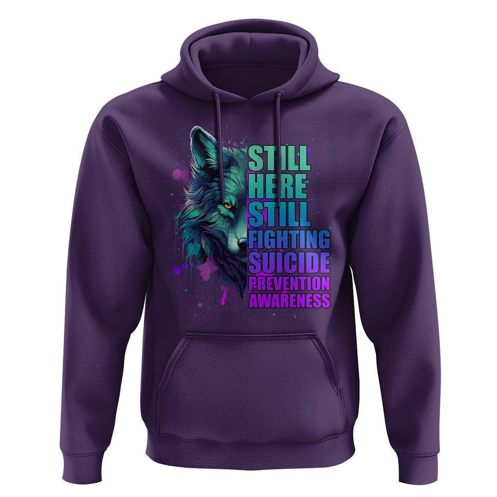 Wolf Still Here Still Fighting Suicide Prevention Awareness Hoodie TS02 Purple Print Your Wear