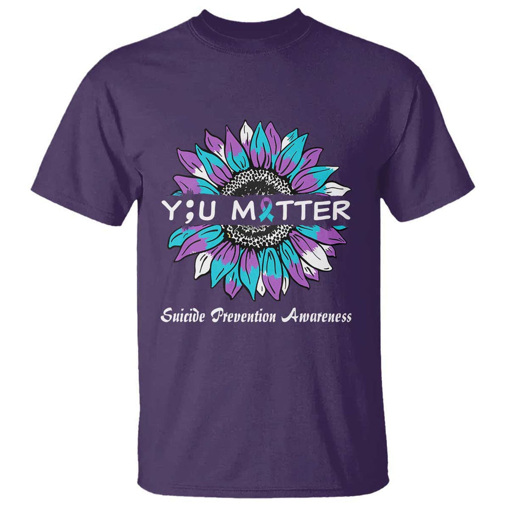 You Matter Sunflower Semicolon Suicide Prevention Awareness T Shirt TS02 Purple Printyourwear