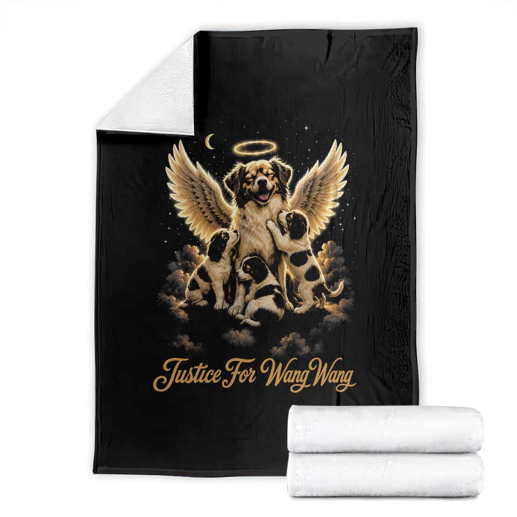 Justice For Wangwang Angel Dog Halo Puppies Throw Blanket Heavenly Pet Loss Memorial Graphic TS02 Black Print Your Wear