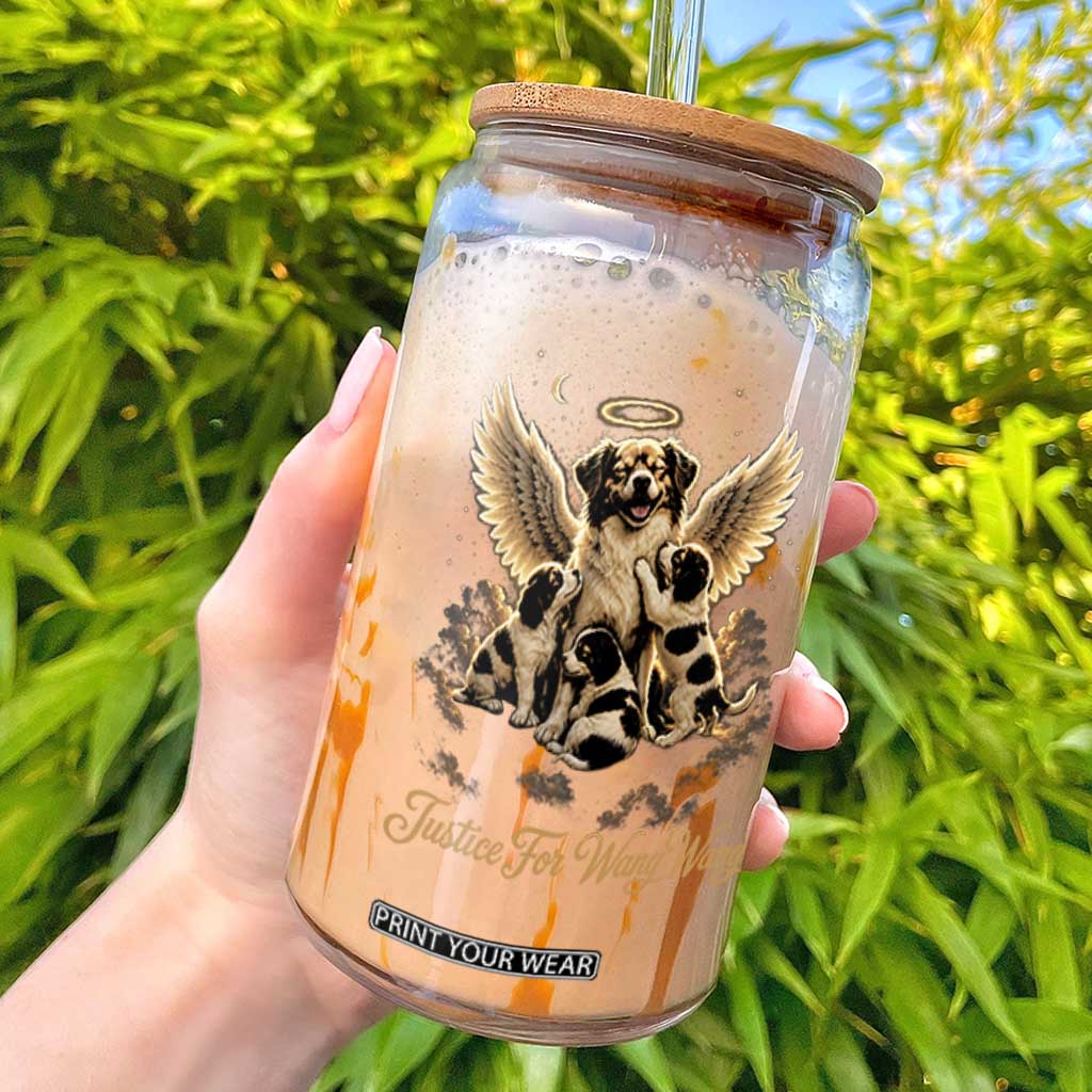 Justice For Wangwang Angel Dog Halo Puppies Glass Can Heavenly Pet Loss Memorial Graphic