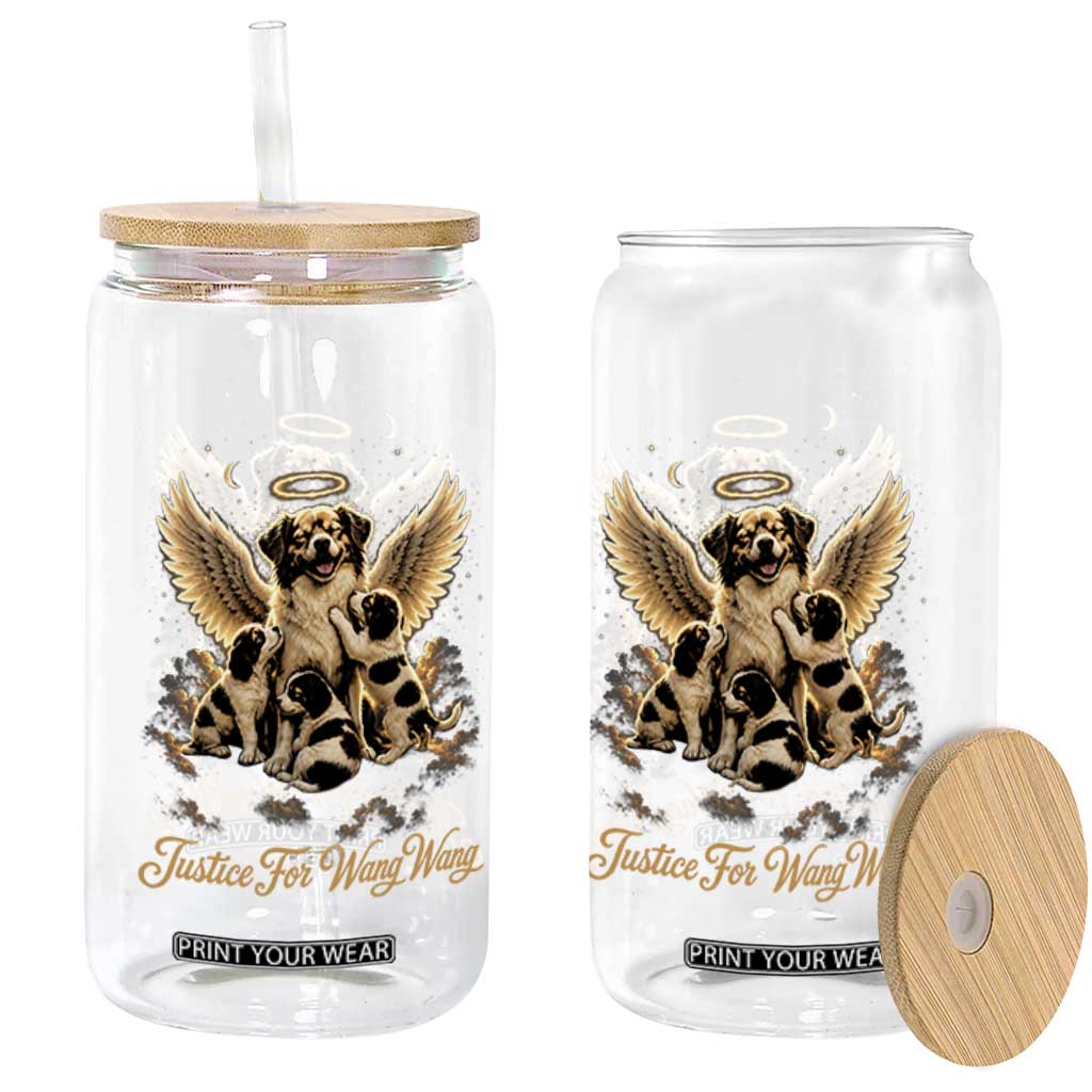 Justice For Wangwang Angel Dog Halo Puppies Glass Can Heavenly Pet Loss Memorial Graphic