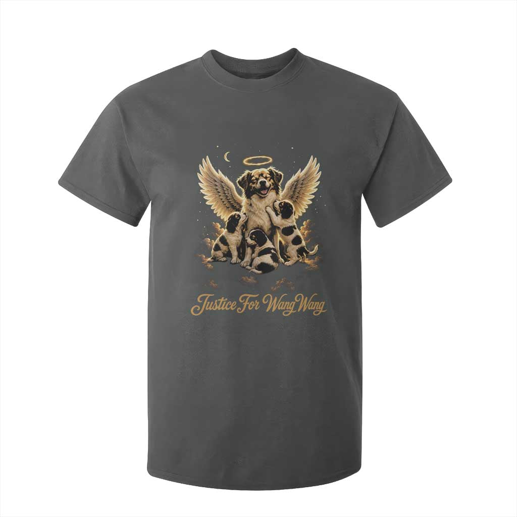 Justice For Wangwang Angel Dog Halo Puppies T Shirt For Kid Heavenly Pet Loss Memorial Graphic TS02 Dark Heather Print Your Wear