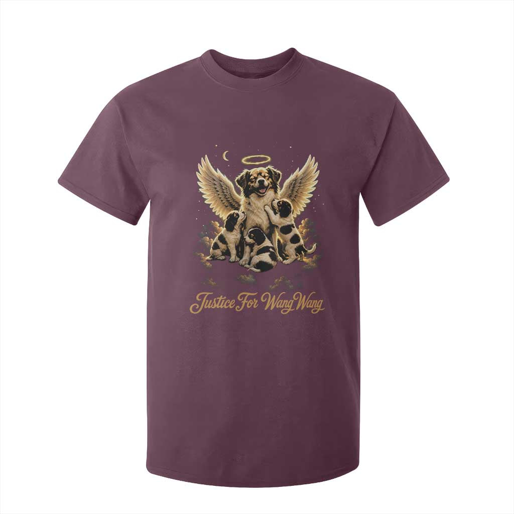 Justice For Wangwang Angel Dog Halo Puppies T Shirt For Kid Heavenly Pet Loss Memorial Graphic TS02 Maroon Print Your Wear