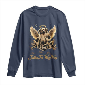 Justice For Wangwang Angel Dog Halo Puppies Long Sleeve Shirt Heavenly Pet Loss Memorial Graphic TS02 Navy Print Your Wear