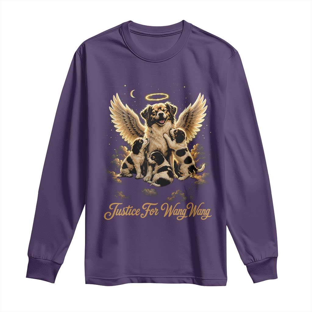 Justice For Wangwang Angel Dog Halo Puppies Long Sleeve Shirt Heavenly Pet Loss Memorial Graphic TS02 Purple Print Your Wear