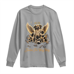 Justice For Wangwang Angel Dog Halo Puppies Long Sleeve Shirt Heavenly Pet Loss Memorial Graphic TS02 Sport Gray Print Your Wear