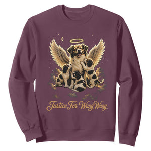 Justice For Wangwang Angel Dog Halo Puppies Sweatshirt Heavenly Pet Loss Memorial Graphic TS02 Maroon Print Your Wear