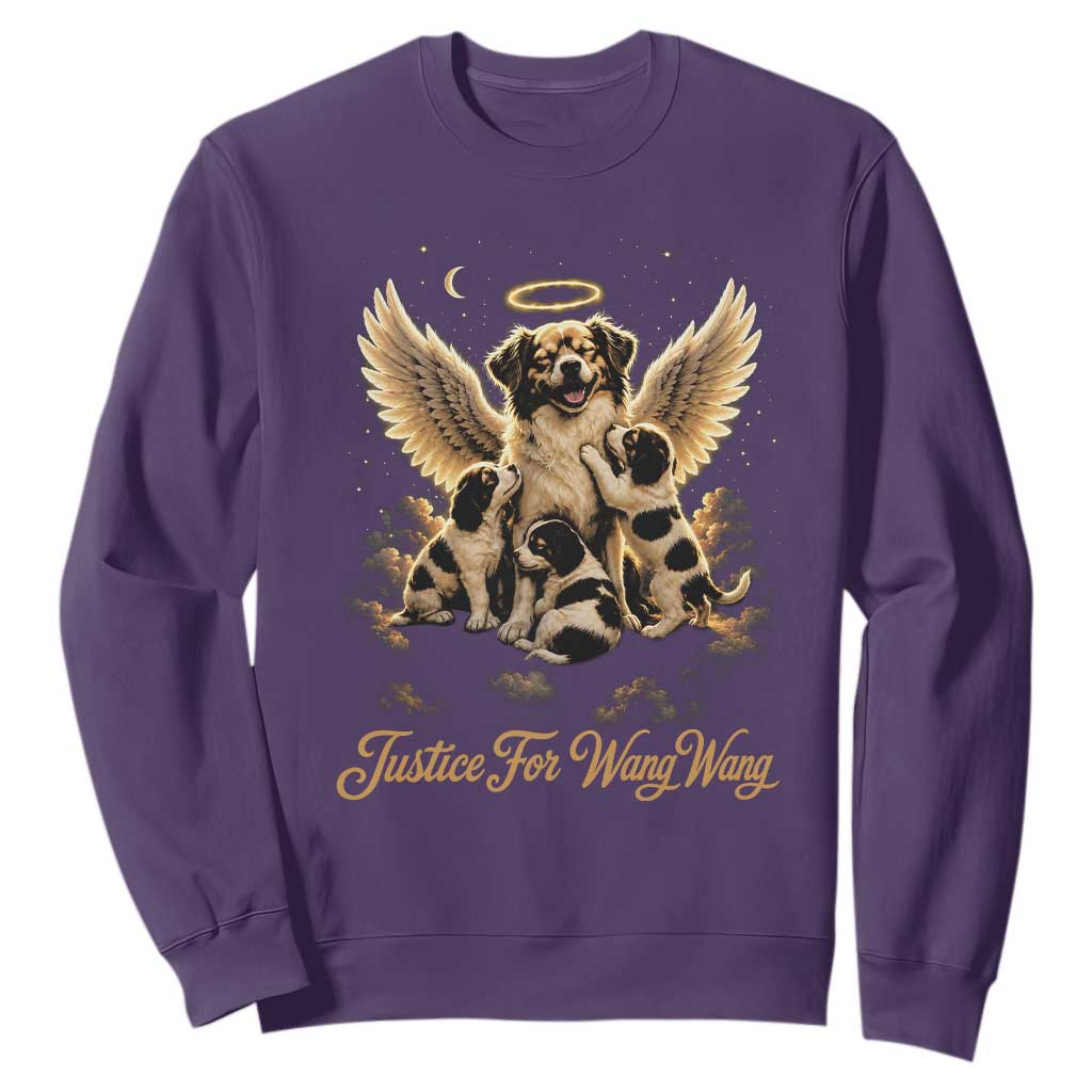 Justice For Wangwang Angel Dog Halo Puppies Sweatshirt Heavenly Pet Loss Memorial Graphic TS02 Purple Print Your Wear