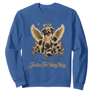 Justice For Wangwang Angel Dog Halo Puppies Sweatshirt Heavenly Pet Loss Memorial Graphic TS02 Royal Blue Print Your Wear