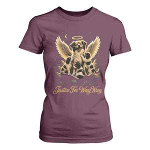 Justice For Wangwang Angel Dog Halo Puppies T Shirt For Women Heavenly Pet Loss Memorial Graphic TS02 Maroon Print Your Wear