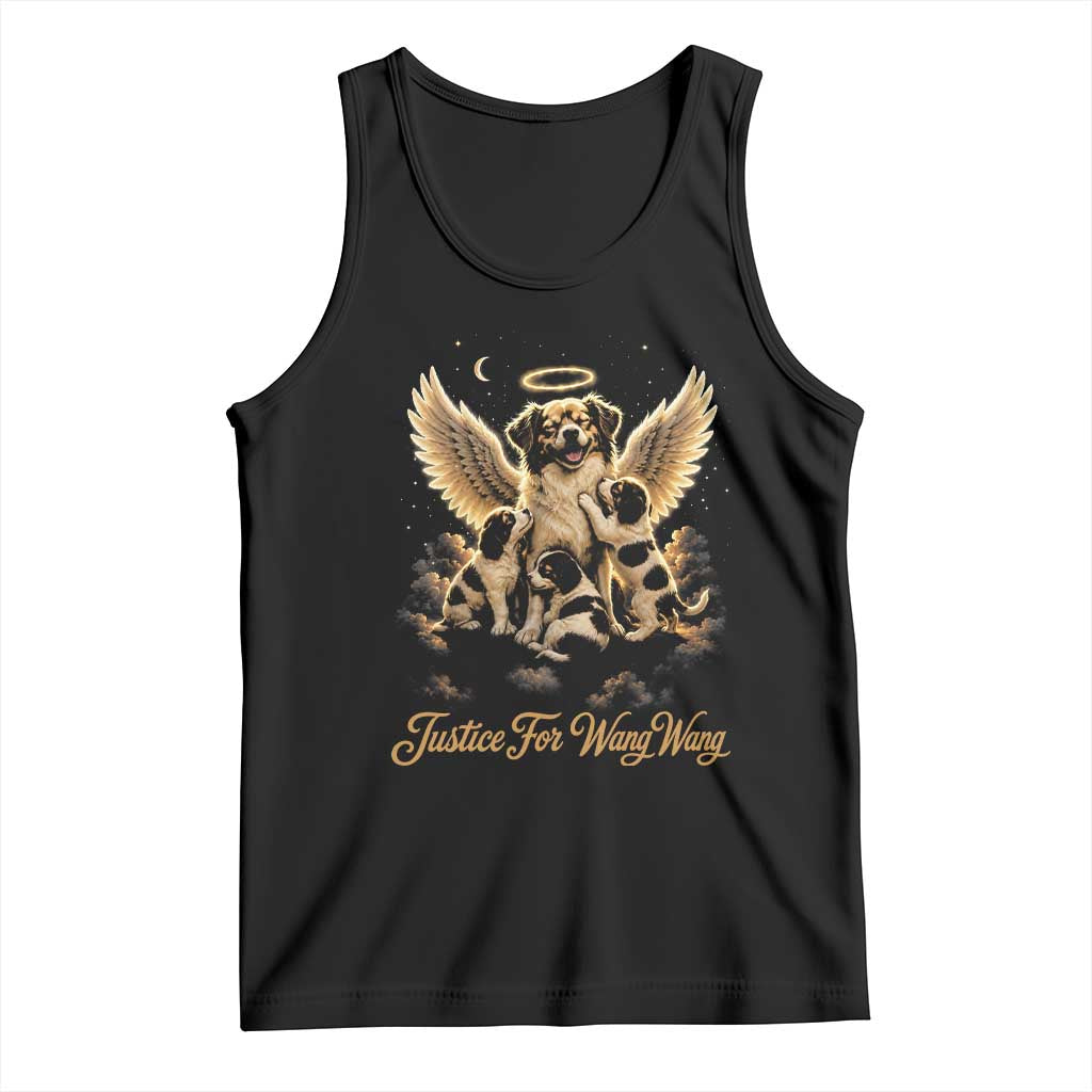 Justice For Wangwang Angel Dog Halo Puppies Tank Top Heavenly Pet Loss Memorial Graphic TS02 Black Print Your Wear