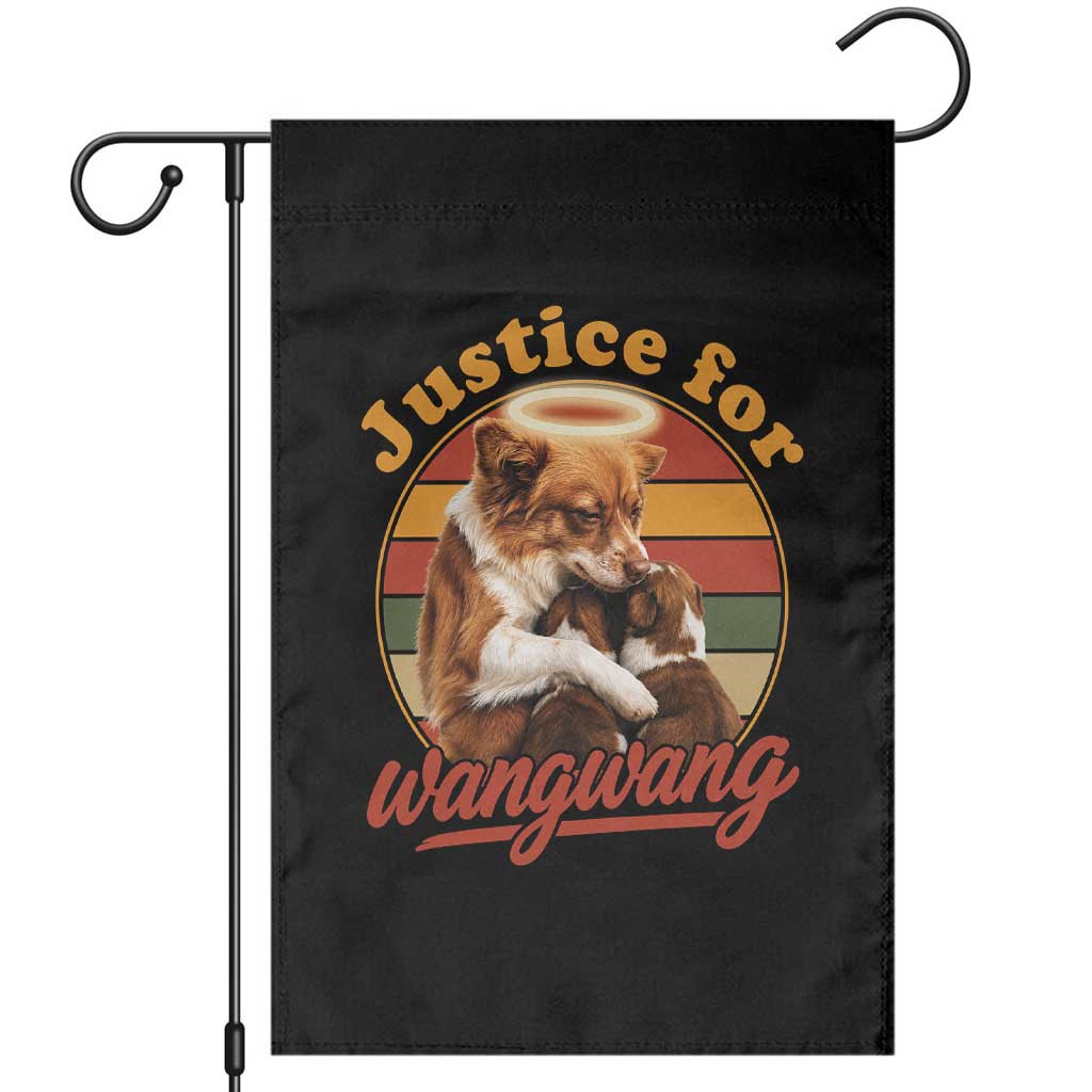 Justice For Wangwang Retro Sunset Halo Dog Mama Garden Flag Pet Memorial Awareness Graphic TS02 Black Print Your Wear