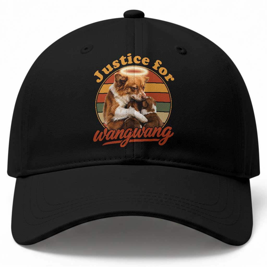 Justice For Wangwang Retro Sunset Halo Dog Mama Baseball Cap Pet Memorial Awareness Graphic TS02 Print Your Wear