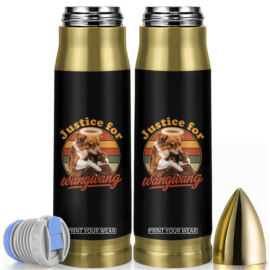 Justice For Wangwang Retro Sunset Halo Dog Mama Bullet Tumbler Pet Memorial Awareness Graphic TS02 Black Print Your Wear