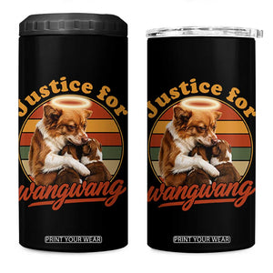 Justice For Wangwang Retro Sunset Halo Dog Mama 4 in 1 Can Cooler Tumbler Pet Memorial Awareness Graphic