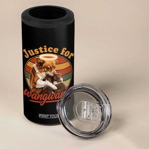 Justice For Wangwang Retro Sunset Halo Dog Mama 4 in 1 Can Cooler Tumbler Pet Memorial Awareness Graphic