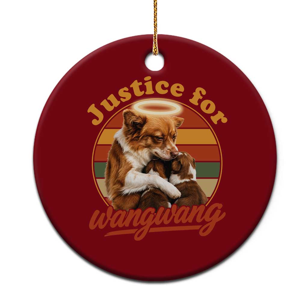 Justice For Wangwang Retro Sunset Halo Dog Mama Ceramic Ornament Pet Memorial Awareness Graphic TS02 1pc Red Print Your Wear