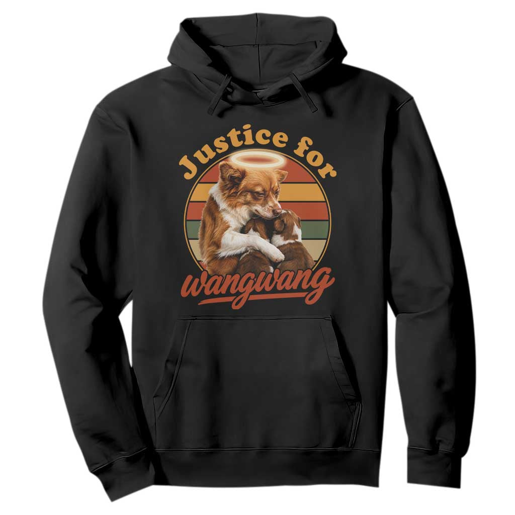 Justice For Wangwang Retro Sunset Halo Dog Mama Hoodie Pet Memorial Awareness Graphic TS02 Black Print Your Wear
