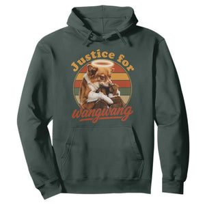 Justice For Wangwang Retro Sunset Halo Dog Mama Hoodie Pet Memorial Awareness Graphic TS02 Dark Forest Green Print Your Wear