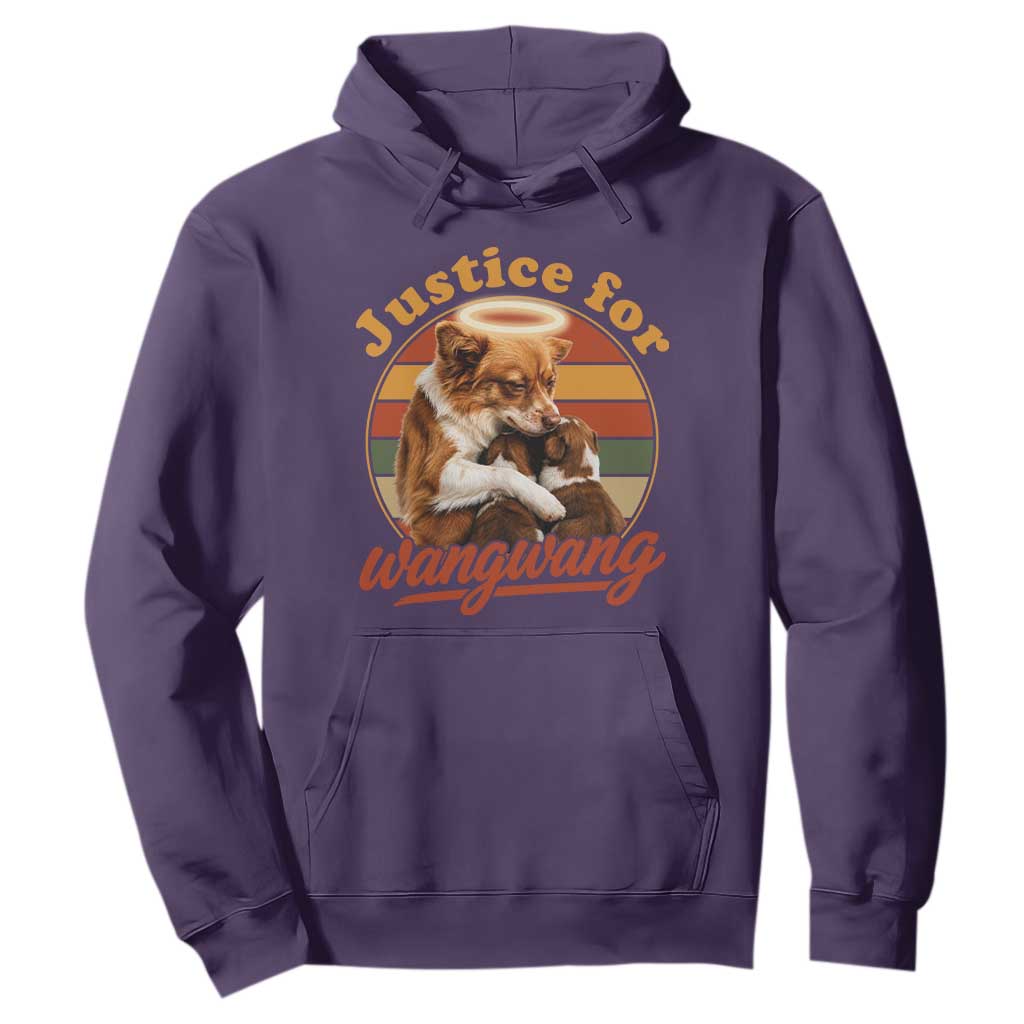 Justice For Wangwang Retro Sunset Halo Dog Mama Hoodie Pet Memorial Awareness Graphic TS02 Purple Print Your Wear