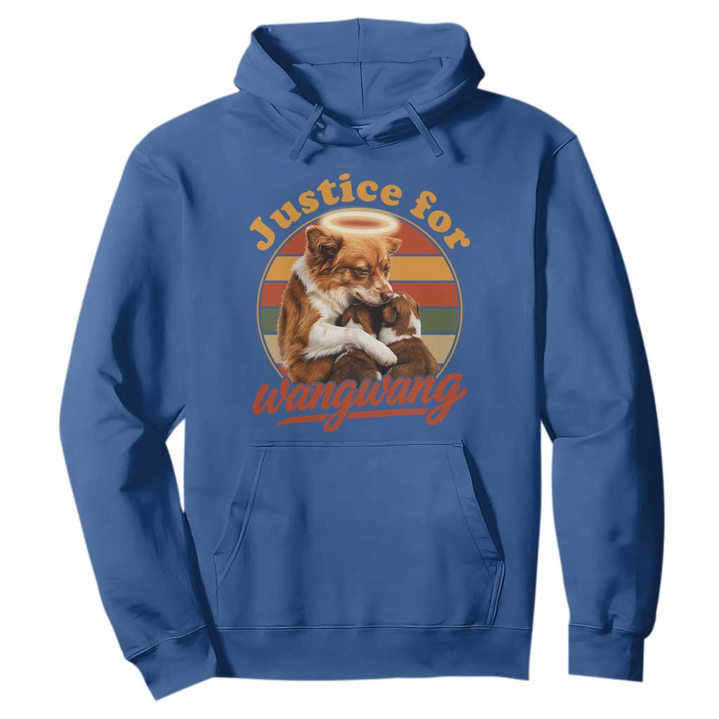 Justice For Wangwang Retro Sunset Halo Dog Mama Hoodie Pet Memorial Awareness Graphic TS02 Royal Blue Print Your Wear