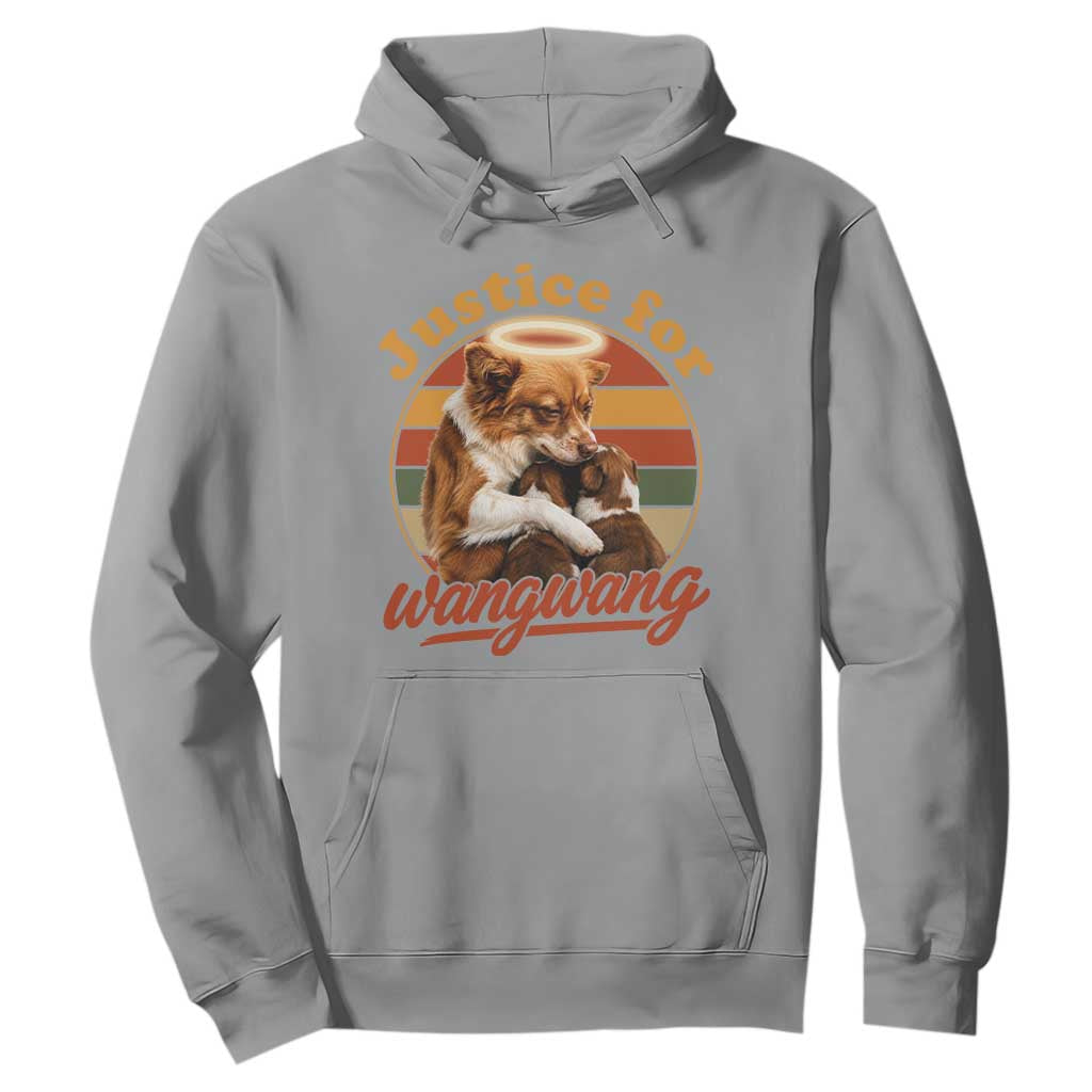 Justice For Wangwang Retro Sunset Halo Dog Mama Hoodie Pet Memorial Awareness Graphic TS02 Sport Gray Print Your Wear