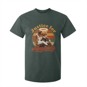 Justice For Wangwang Retro Sunset Halo Dog Mama T Shirt For Kid Pet Memorial Awareness Graphic TS02 Dark Forest Green Print Your Wear