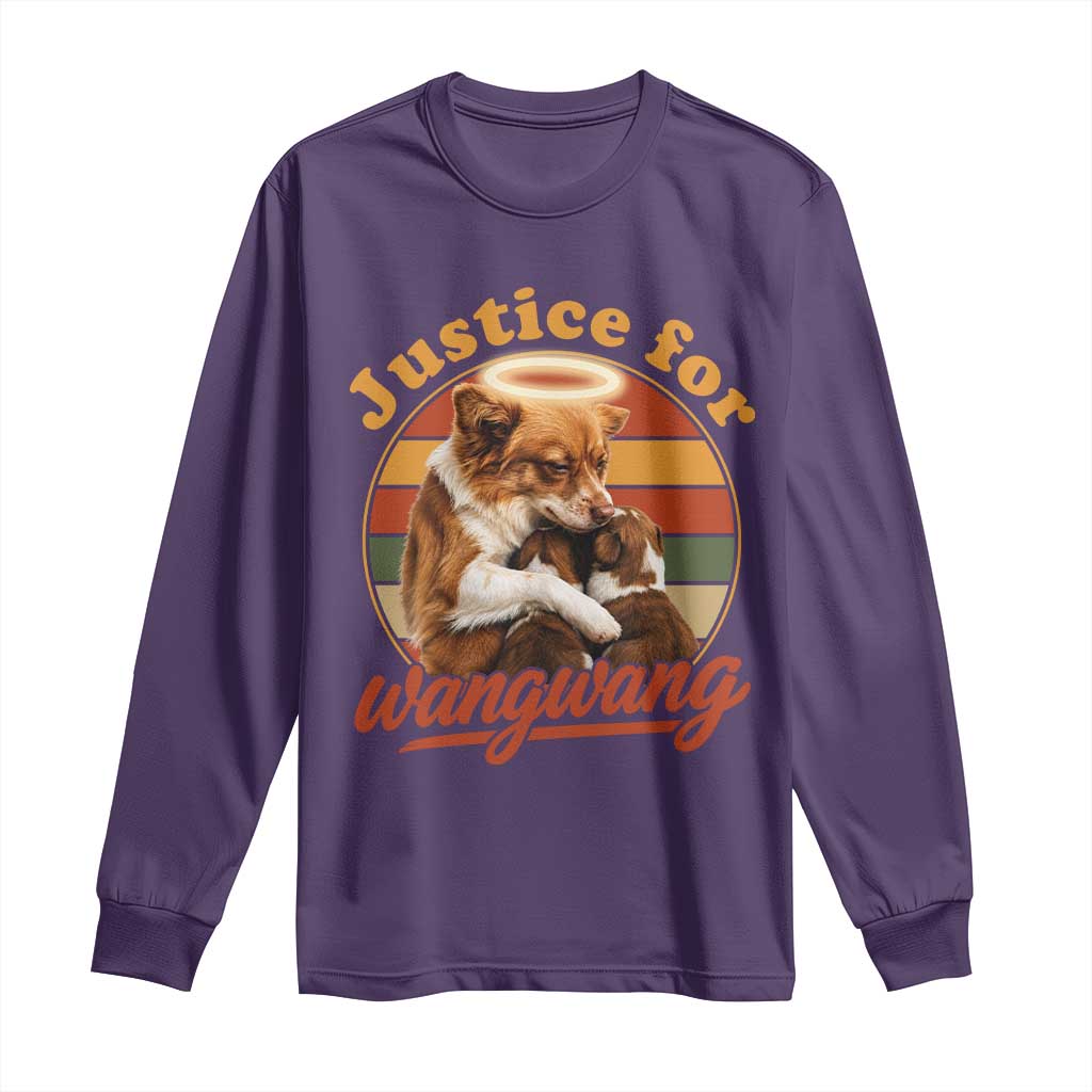 Justice For Wangwang Retro Sunset Halo Dog Mama Long Sleeve Shirt Pet Memorial Awareness Graphic TS02 Purple Print Your Wear