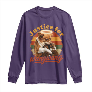 Justice For Wangwang Retro Sunset Halo Dog Mama Long Sleeve Shirt Pet Memorial Awareness Graphic TS02 Purple Print Your Wear