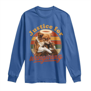 Justice For Wangwang Retro Sunset Halo Dog Mama Long Sleeve Shirt Pet Memorial Awareness Graphic TS02 Royal Blue Print Your Wear