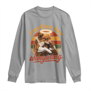 Justice For Wangwang Retro Sunset Halo Dog Mama Long Sleeve Shirt Pet Memorial Awareness Graphic TS02 Sport Gray Print Your Wear
