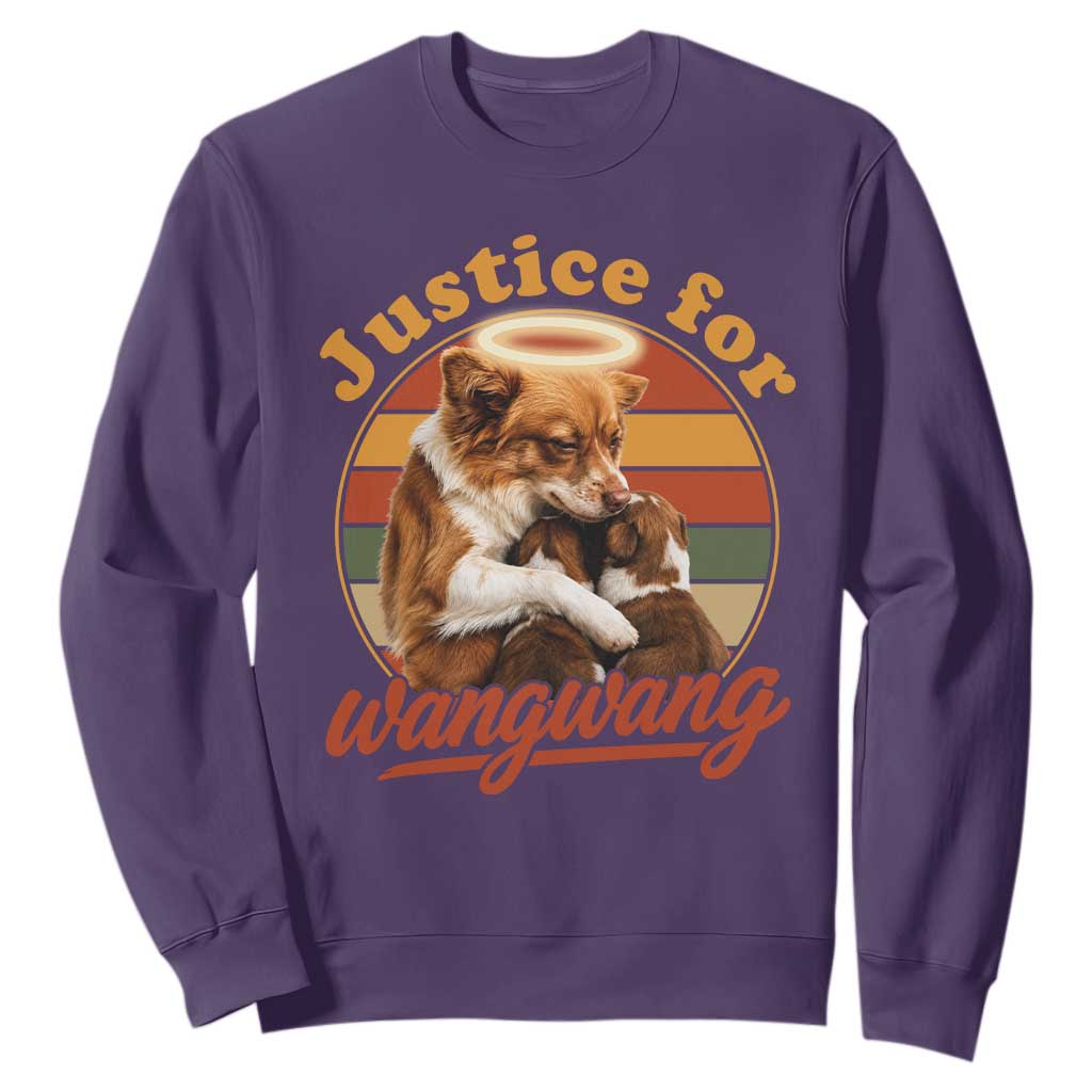 Justice For Wangwang Retro Sunset Halo Dog Mama Sweatshirt Pet Memorial Awareness Graphic TS02 Purple Print Your Wear