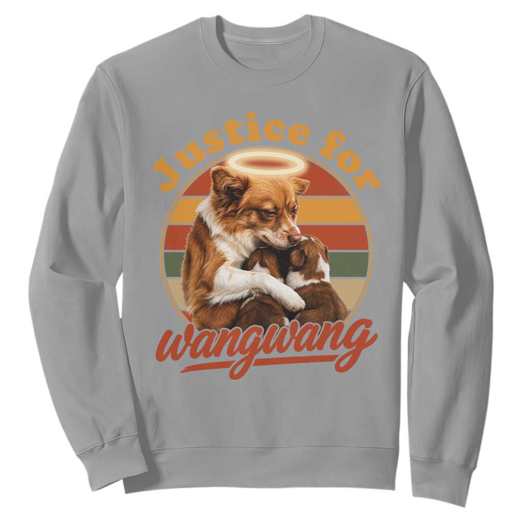 Justice For Wangwang Retro Sunset Halo Dog Mama Sweatshirt Pet Memorial Awareness Graphic TS02 Sport Gray Print Your Wear