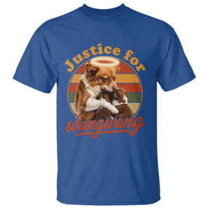 Justice For Wangwang Retro Sunset Halo Dog Mama T Shirt Pet Memorial Awareness Graphic TS02 Royal Blue Print Your Wear
